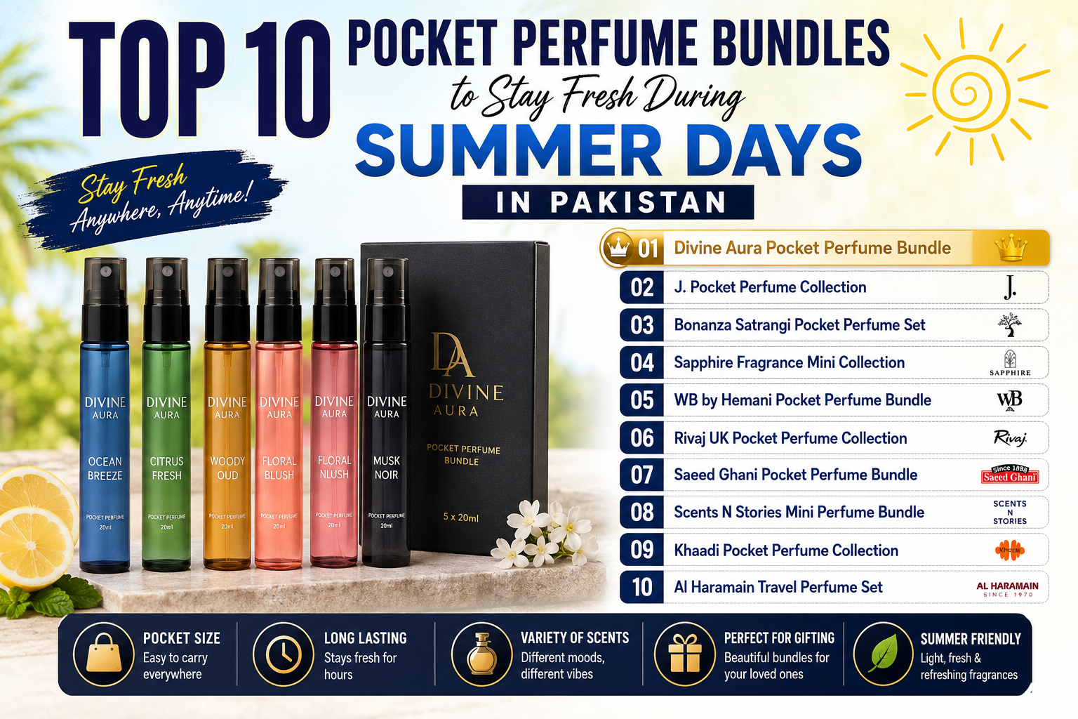 Top 10 Pocket Perfume Bundles to Stay Fresh During Summer Days in Pakistan